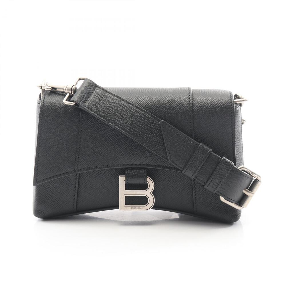Balenciaga DOWNTOWN Shoulder Bag Leather Black